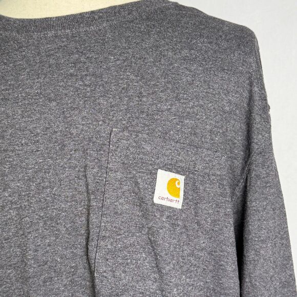 Carhartt Long Sleeve T-Shirt, Sz XL Original Fit, Gray, Front Pocket, Work Shirt - Picture 3 of 10